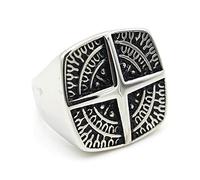 NHYHEHMR Anello di bussola vichingo maschile vintage Solid 316L in acciaio inossidabile Punk Rock Cross Anello unico Gift di gioielli per motociclisti hip hop