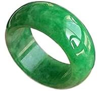 NHYHEHMR Anello di giada smeraldo naturale da donna con gioielli sottili anelli di giadeite Birmania genuina Myanmar certificati anelli di pietra giada maschio (colore: verde, dimensione: 21mm)