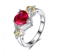 NHYHEHMR Anello di rubino rosso d'amore per il cuore per le donne anello di fidanzamento gemma
