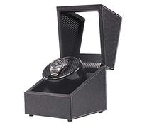 NHYHEHMR Automatic Rotation Mode Unisex Watch Winder, Adjust Most Automatic Watch Sizes, Black Wood Leather Case-Gift Idea Christmas 1+0 Motor Box,A