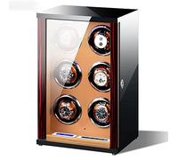 NHYHEHMR Automatic Watch Winder For 2 3 4 6 12 Watches Piano Baking Paint Pu Leather Watches Display Box Quiet Motor LED Lights Watch Box Organizer (Size : 6+0)