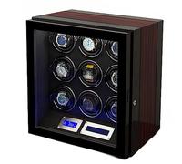 NHYHEHMR Automatic Watch Winder With 2 3 4 6 9 Quiet Running Motor Watch Winding Display Box Flexible Watch Pillows Luxury Fiber Leather Storage Case (Color : A, Size : 9+0)