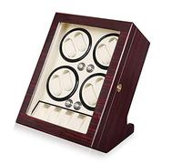NHYHEHMR Automatic Watch Winder with 8 Quiet Running Motor Watch Winding Display+ 6 Flexible Watch Pillows Luxury Fiber Leather Storage Case for Man/Woman's Watches- AC Adapter (Color : Ebony Grain)