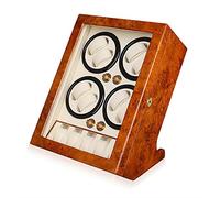 NHYHEHMR Automatic Watch Winder with 8 Quiet Running Motor Watch Winding Display+ 6 Flexible Watch Pillows Luxury Fiber Leather Storage Case for Man/Woman's Watches- AC Adapter (Color : Ebony Grain)