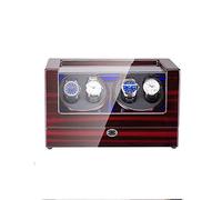 NHYHEHMR Box 4 di avvolgimento di orologio automatico 4, con luce a LED, in guscio di legno e pelle, esterno della vernice per pianoforte, motore super tranquillo, b