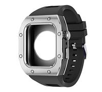 NHYHEHMR Canda di silicone in metallo per serie 8 7 45 mm MOD MOD di modifica fai -da -te per iwatch 6 5 4 SE 44 mm Cinturino in gomma