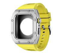 NHYHEHMR Canda di silicone in metallo per serie 8 7 45 mm MOD MOD di modifica fai -da -te per iwatch 6 5 4 SE 44 mm Cinturino in gomma