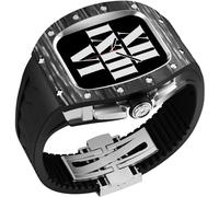 NHYHEHMR Cannicchiere fluororubber da 45 mm da 44 mm di lussuoso orologio in fibra di carbonio ， kit di sostituzione in elastico della cornice in metallo maschi