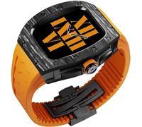 NHYHEHMR Cannicchiere fluororubber da 45 mm da 44 mm di lussuoso orologio in fibra di carbonio ， kit di sostituzione in elastico della cornice in metallo maschi