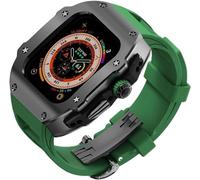 NHYHEHMR Cassa dell'orologio in acciaio inossidabile Cinturino in gomma fluoro,Per serie Ultra 8 2 49MM,Kit mod cinturino in silicone lunetta in metallo da uomo, per accessori di ricambio IWatche 49