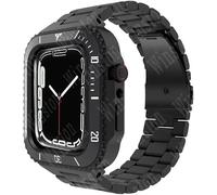 NHYHEHMR Cassa in ceramica con kit di modifica del cinturino, per 8, 7, 45 mm, lunetta in acciaio inox e cinturino in silicone, per iWatch serie 6, SE, 5, 4, 44 mm, 45mm, A