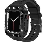 NHYHEHMR Cassa in ceramica con kit di modifica del cinturino, per 8, 7, 45 mm, lunetta in acciaio inox e cinturino in silicone, per iWatch serie 6, SE, 5, 4, 44 mm, 45mm, A