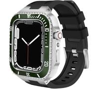 NHYHEHMR Cassa in ceramica con kit di modifica del cinturino, per 8, 7, 45 mm, lunetta in acciaio inox e cinturino in silicone, per iWatch serie 6, SE, 5, 4, 44 mm, 45mm, A