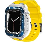 NHYHEHMR Cassa in ceramica con kit di modifica del cinturino, per 8, 7, 45 mm, lunetta in acciaio inox e cinturino in silicone, per iWatch serie 6, SE, 5, 4, 44 mm, 45mm, A