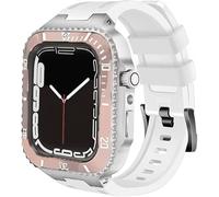 NHYHEHMR Cassa in ceramica con kit di modifica del cinturino, per 8, 7, 45 mm, lunetta in acciaio inox e cinturino in silicone, per iWatch serie 6, SE, 5, 4, 44 mm, 44mm, A