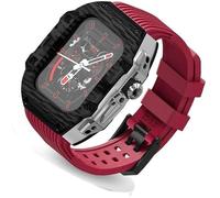 NHYHEHMR Cinghia di orologio in gomma fluoro ultra 49 mm+kit di modifica della fibra di carbonio in fibra di carbonio , per cinghia di copertura di sostituzione , per iwatch 8 7 6 5 4 SE 45mm 44 mm