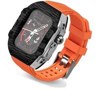 NHYHEHMR Cinghia di orologio in gomma fluoro ultra 49 mm+kit di modifica della fibra di carbonio in fibra di carbonio , per cinghia di copertura di sostituzione , per iwatch 8 7 6 5 4 SE 45mm 44 mm