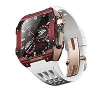 NHYHEHMR Cinta di cassa in fibra di carbonio per serie 44/45mm, kit di modifica della cintura in gomma compatibile con iwatch 8 7 6 5 4 4 Serie Serie Modifica di aggiornamento