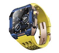 NHYHEHMR Cinta di cassa in fibra di carbonio per serie 44/45mm, kit di modifica della cintura in gomma compatibile con iwatch 8 7 6 5 4 4 Serie Serie Modifica di aggiornamento
