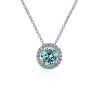 NHYHEHMR Collana con un ciondolo rotondo in moissanite rotondo da 1 a 2 carati color d vvs1 per donna in sterlina d'argento 925 e diamante-birthyday di San Valentino con certificato