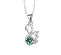 NHYHEHMR Collana da cigno da donna Moissanite, collana in argento sterling 925 con diamante a sospensione giallo/blu/rosa VVS1 Colore D 1 carati - regalo per donne, mamma, ragazza con certificato
