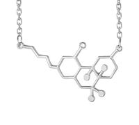 NHYHEHMR Collana di serotonina d'argento per donne e uomini, collane di molecole di dopamina collana di formula chimica, biochimica a pendente a pendente serotonina caffeina