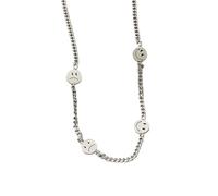 NHYHEHMR Collana preppy per donne e ragazze, argento grazioso cammino piccolo viso collana sorridente in rilievo, collane per il viso, collane preppy per ragazze adolescenti