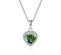 NHYHEHMR Collier avec pendentif en moissanite en forme de cœur couleur D VVS1 pour femme - Blanc/vert/rose - Collier en argent sterling 925 avec certificat
