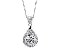 NHYHEHMR Collier en moissanite pour femme 1 ct Coupe ronde Couleur D VVS1 en argent sterling 925 avec pendentif en moissanite avec certificat