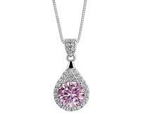 NHYHEHMR Collier en moissanite pour femme 1 ct Coupe ronde Couleur D VVS1 en argent sterling 925 avec pendentif en moissanite avec certificat
