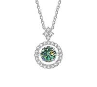NHYHEHMR Collier en moissanite rond 1 ct pour femme Couleur D VVS1 en argent sterling avec pendentif en moissanite avec certificat