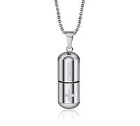 NHYHEHMR Cool Punk Profume Bottiglia a sospensione Blu Color Pill Capsule Model Design Titanio Acciaio Pendiali Collana