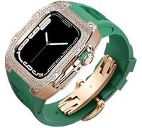 NHYHEHMR Cover per orologio con quadrante diamantato in lega di titanio, cinturino in gomma, per serie 8/7/6/5/4/SE, custodia e cinturino di ricambio per iWatch 45/44 mm, in acciaio inox, 45mm, A