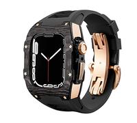 NHYHEHMR Custodia in fibra di carbonio a cinghia di lusso per 8 7 kit mod in gomma fluoro a fascia da 45 mm per iwatch 6 5 4 SE 44mm Bracciale