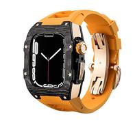 NHYHEHMR Custodia in fibra di carbonio a cinghia di lusso per 8 7 kit mod in gomma fluoro a fascia da 45 mm per iwatch 6 5 4 SE 44mm Bracciale