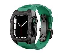NHYHEHMR Custodia in fibra di carbonio a cinghia di lusso per 8 7 kit mod in gomma fluoro a fascia da 45 mm per iwatch 6 5 4 SE 44mm Bracciale