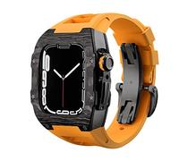 NHYHEHMR Custodia in fibra di carbonio a cinghia di lusso per 8 7 kit mod in gomma fluoro a fascia da 45 mm per iwatch 6 5 4 SE 44mm Bracciale