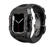 NHYHEHMR Custodia in fibra di carbonio a cinghia di lusso per 8 7 kit mod in gomma fluoro a fascia da 45 mm per iwatch 6 5 4 SE 44mm Bracciale