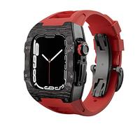 NHYHEHMR Custodia in fibra di carbonio a cinghia di lusso per 8 7 kit mod in gomma fluoro a fascia da 45 mm per iwatch 6 5 4 SE 44mm Bracciale