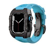 NHYHEHMR Custodia in fibra di carbonio a cinghia di lusso per 8 7 kit mod in gomma fluoro a fascia da 45 mm per iwatch 6 5 4 SE 44mm Bracciale