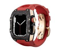 NHYHEHMR Custodia in fibra di carbonio a cinghia di lusso per 8 7 kit mod in gomma fluoro a fascia da 45 mm per iwatch 6 5 4 SE 44mm Bracciale