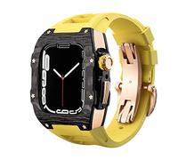 NHYHEHMR Custodia in fibra di carbonio a cinghia di lusso per 8 7 kit mod in gomma fluoro a fascia da 45 mm per iwatch 6 5 4 SE 44mm Bracciale