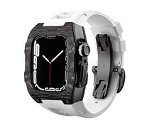NHYHEHMR Custodia in fibra di carbonio a cinghia di lusso per 8 7 kit mod in gomma fluoro a fascia da 45 mm per iwatch 6 5 4 SE 44mm Bracciale