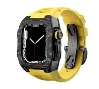 NHYHEHMR Custodia in fibra di carbonio a cinghia di lusso per 8 7 kit mod in gomma fluoro a fascia da 45 mm per iwatch 6 5 4 SE 44mm Bracciale