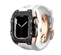 NHYHEHMR Custodia in fibra di carbonio a cinghia di lusso per 8 7 kit mod in gomma fluoro a fascia da 45 mm per iwatch 6 5 4 SE 44mm Bracciale