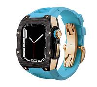 NHYHEHMR Custodia in fibra di carbonio a cinghia di lusso per 8 7 kit mod in gomma fluoro a fascia da 45 mm per iwatch 6 5 4 SE 44mm Bracciale