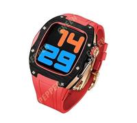 NHYHEHMR Custodia in fibra di carbonio per banda 44 mm 45 mm cinghia di gomma fluoro per iWatch Serie 7 6 5 4 SE Accessori di modifica fai -da -te fai da te