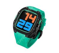 NHYHEHMR Custodia in fibra di carbonio per banda 44 mm 45 mm cinghia di gomma fluoro per iWatch Serie 7 6 5 4 SE Accessori di modifica fai -da -te fai da te