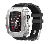 NHYHEHMR Custodia in metallo cinghia di orologio in gomma con kit di modifica del film temperato , per 9 8 7 6 5 4 Serie SE 44 mm 45 mm Upgrade della banda di guardia Sostituisci accessori cinghia