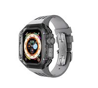 NHYHEHMR Custodia trasparente orologio fluororubber cinghia kit mod con fibbia in metallo ， per banda ultra 8 kit di modifica da 49 mm Cannicchiere fluororubber
